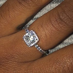 Pandora Square Sparkle Halo Ring